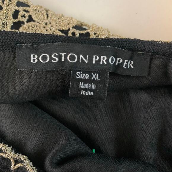 BOSTON PROPER Dress NWT‎ XLarge V-Neckline Smocked High Low Metallic Lace Inset - Picture 12 of 16